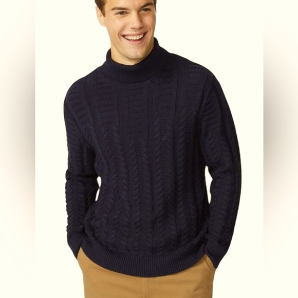 Cable Knit Turtleneck Cardigan Sweater Pullover Black Big Tall Men Size 2X NWT - Picture 4 of 10